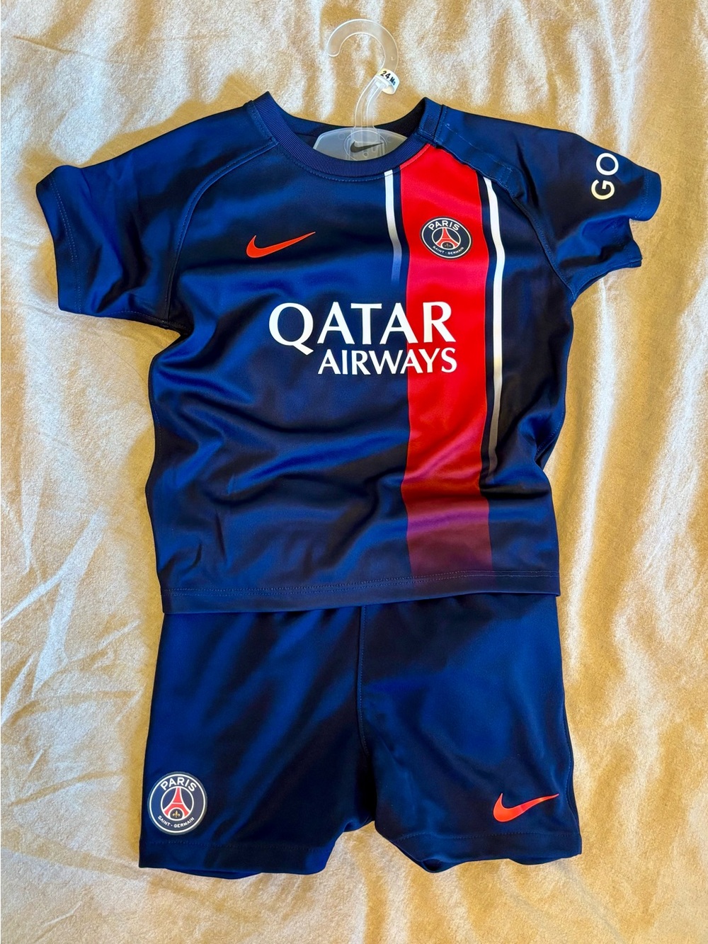 Kids PSG-Inspired Navy & Red Soccer Jersey and Shorts Set by Nike